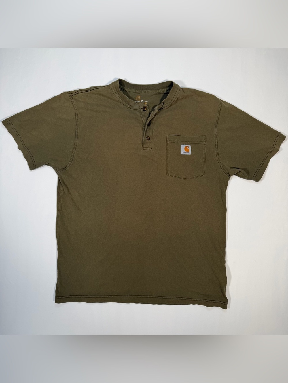 Carhartt Olive Green Short-Sleeve Henley Pocket Tee